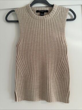 French Connection Taupe Ribbed Sleeveless Knit Top